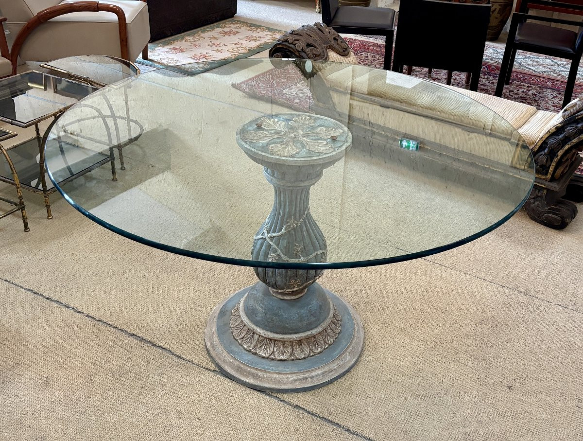 Table bois et verre, XXe siècle-photo-1