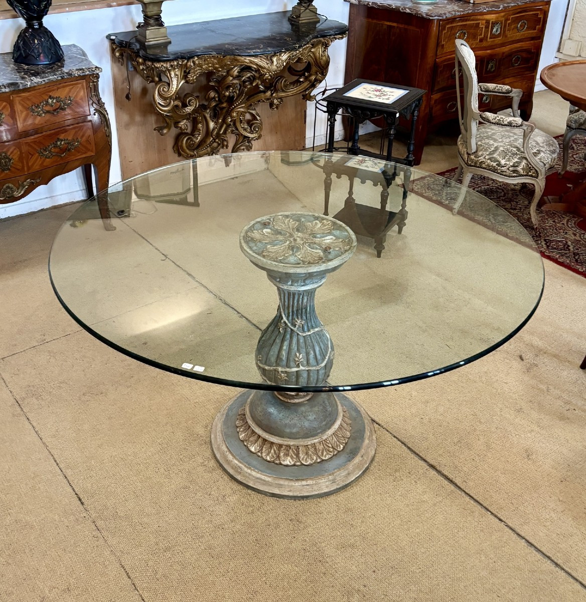 Table bois et verre, XXe siècle
