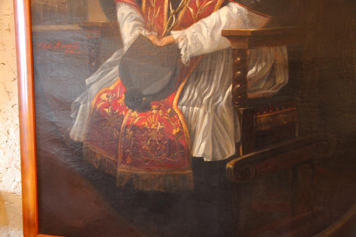 An Oil On Canvas Dated From 1890 Figuring A Priest-photo-3