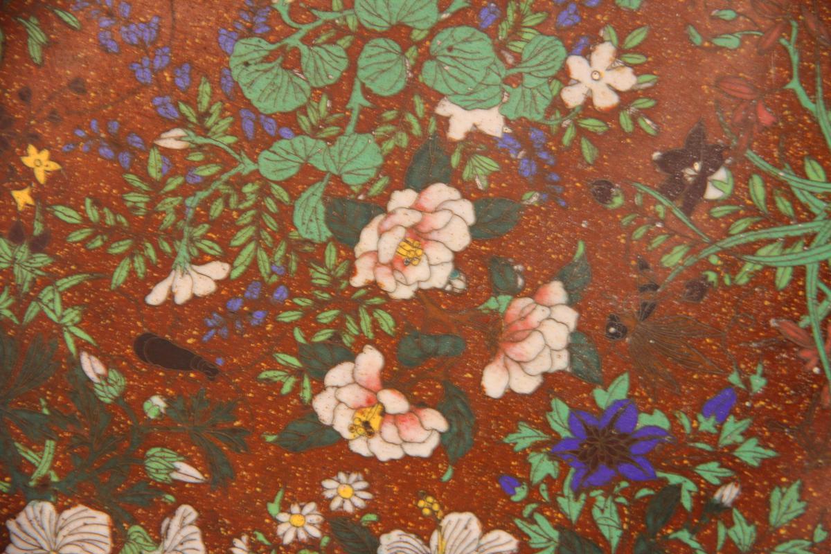 Plat Chinois En émail Cloisonné d'époque XIXème Siècle-photo-1