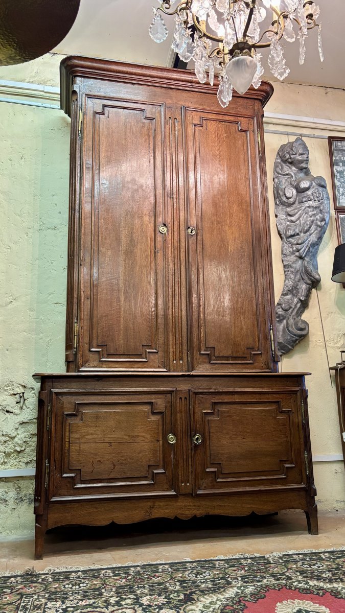 Two-part Oak Cabinet, 17th Century-photo-4