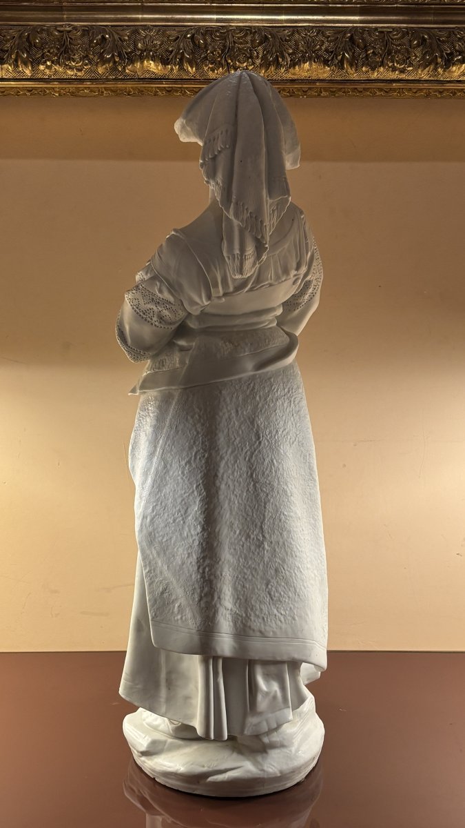Albert Carrier-belleuse (1824-1887), Biscuit Porcelain Sculpture Of A Breastfeeding Woman, 19th-photo-3