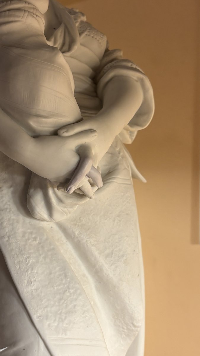 Albert Carrier-belleuse (1824-1887), Biscuit Porcelain Sculpture Of A Breastfeeding Woman, 19th-photo-4