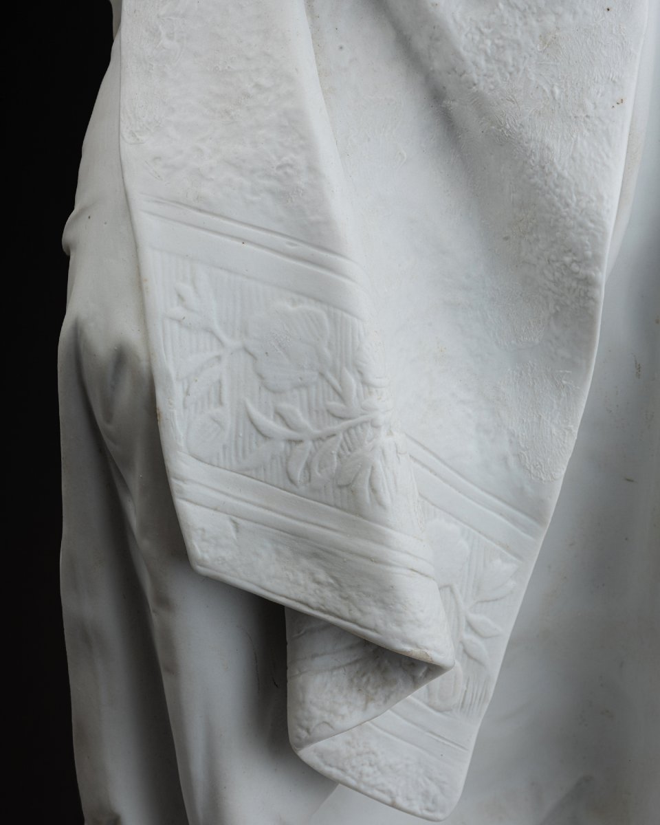 Albert Carrier-Belleuse (1824 - 1887), Sculpture en biscuit d’une femme allaitant, XIXe siècle -photo-4