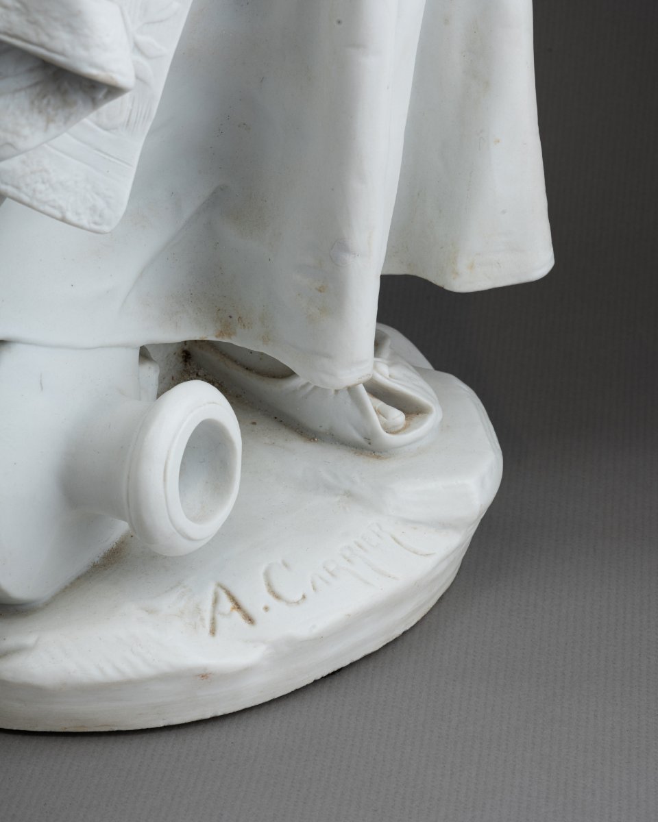 Albert Carrier-Belleuse (1824 - 1887), Sculpture en biscuit d’une femme allaitant, XIXe siècle -photo-5