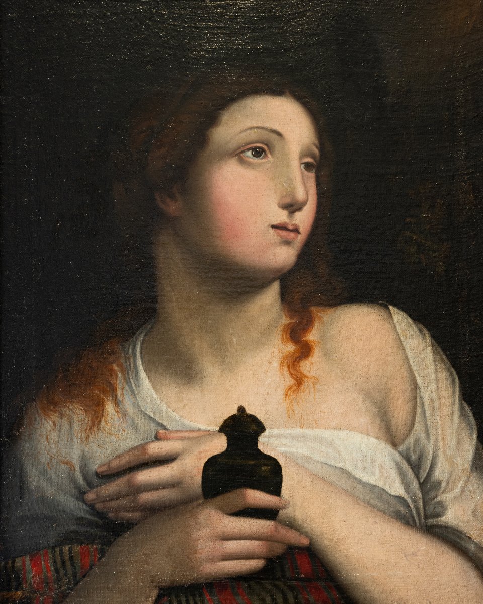 Portrait de Marie-Madeleine, huile sur toile de l’École italienne, XVIIe siècle-photo-2