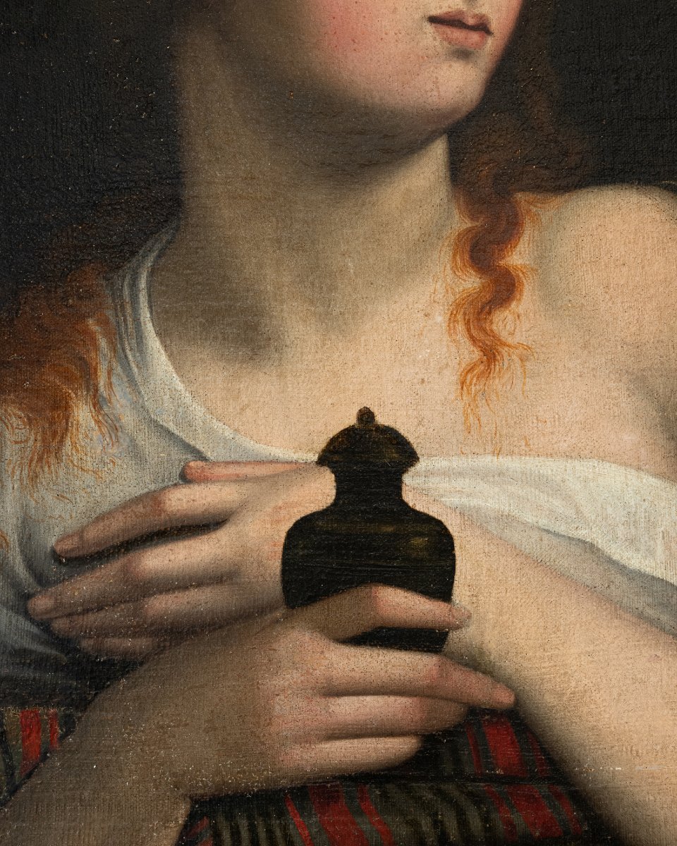 Portrait de Marie-Madeleine, huile sur toile de l’École italienne, XVIIe siècle-photo-3