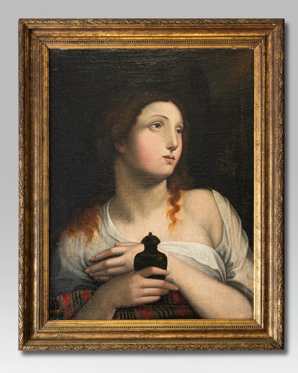 Portrait de Marie-Madeleine, huile sur toile de l’École italienne, XVIIe siècle