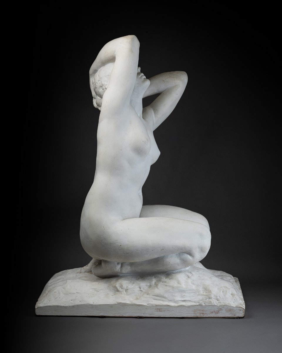 After Amedeo Gennarelli (1881–1943), White-painted Terracotta Sculpture, Art Deco Period.-photo-2