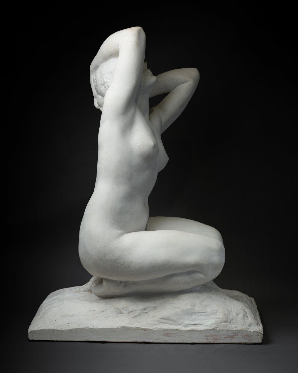 After Amedeo Gennarelli (1881–1943), White-painted Terracotta Sculpture, Art Deco Period.-photo-3