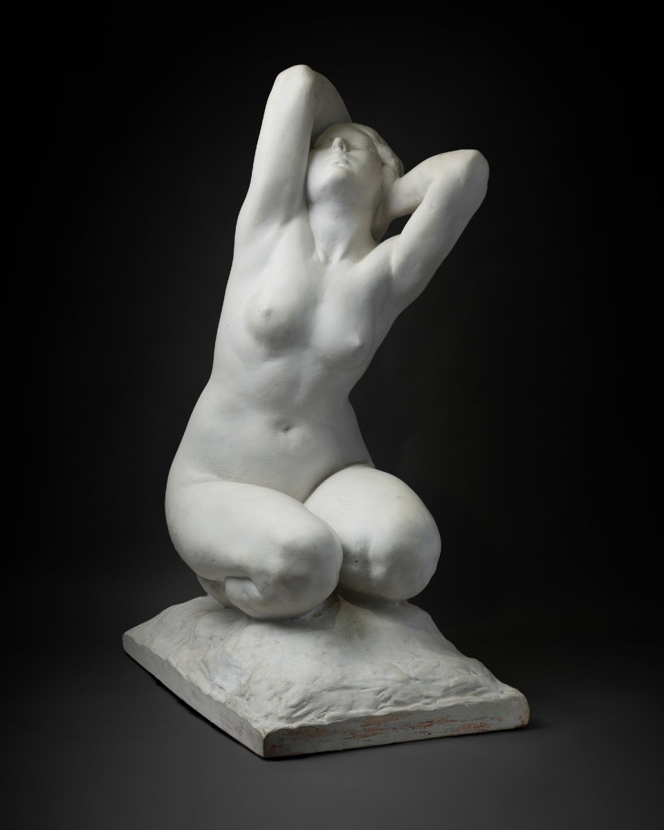 After Amedeo Gennarelli (1881–1943), White-painted Terracotta Sculpture, Art Deco Period.