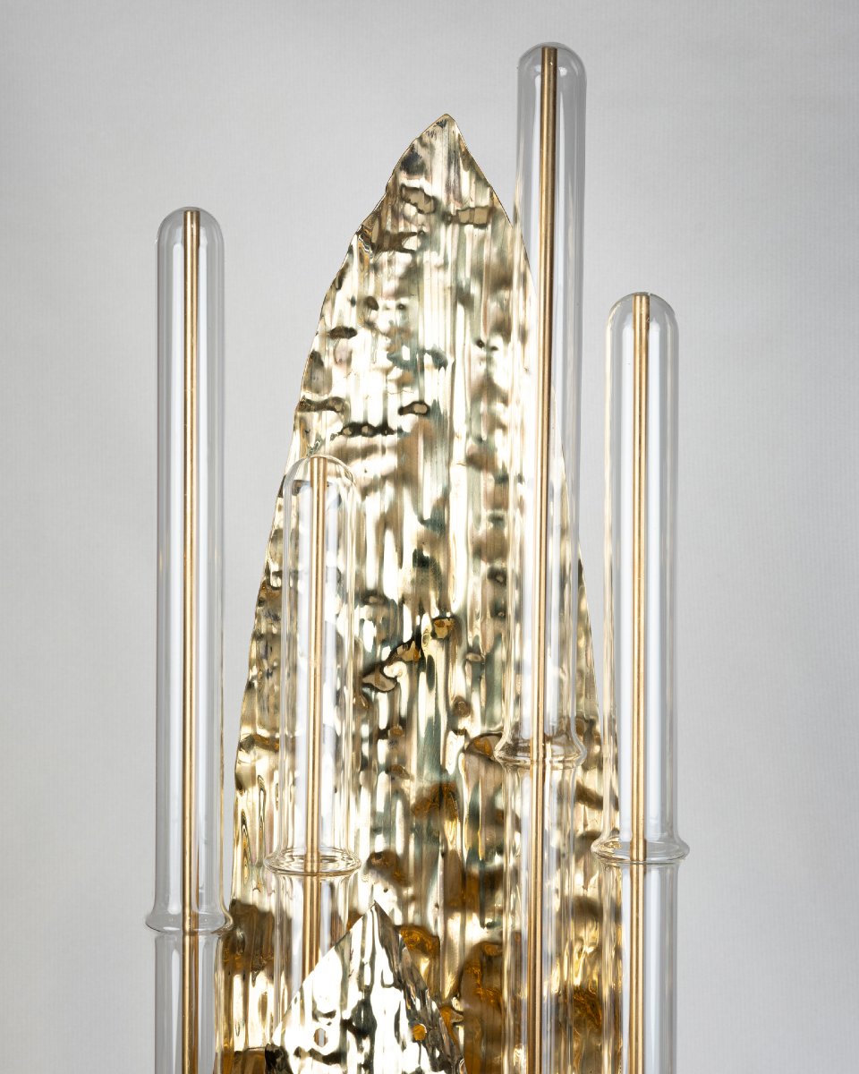 Pair Of Murano Glass And Brass Lamps, Late 20th Century-photo-3