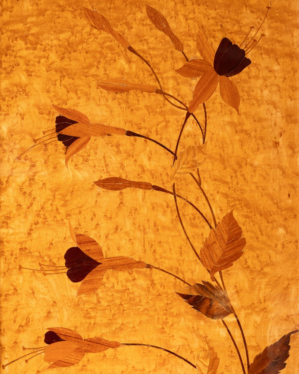 Two Framed Panels, Attributed To Emile Gallé, Late 19th/early 20th Century-photo-2