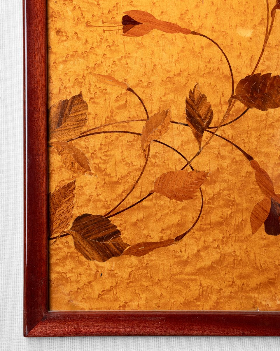 Two Framed Panels, Attributed To Emile Gallé, Late 19th/early 20th Century-photo-3