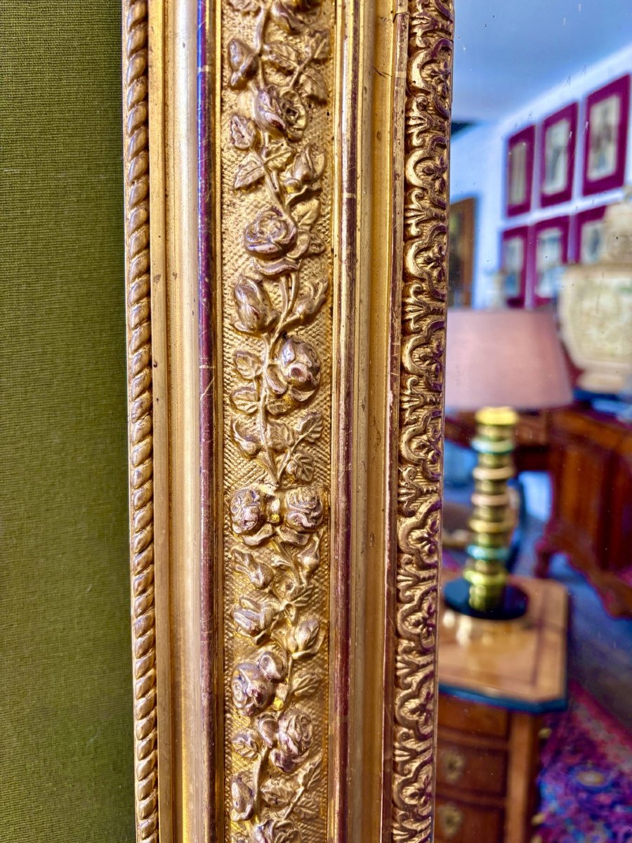 Grand miroir en bois doré, XIXe siècle-photo-1