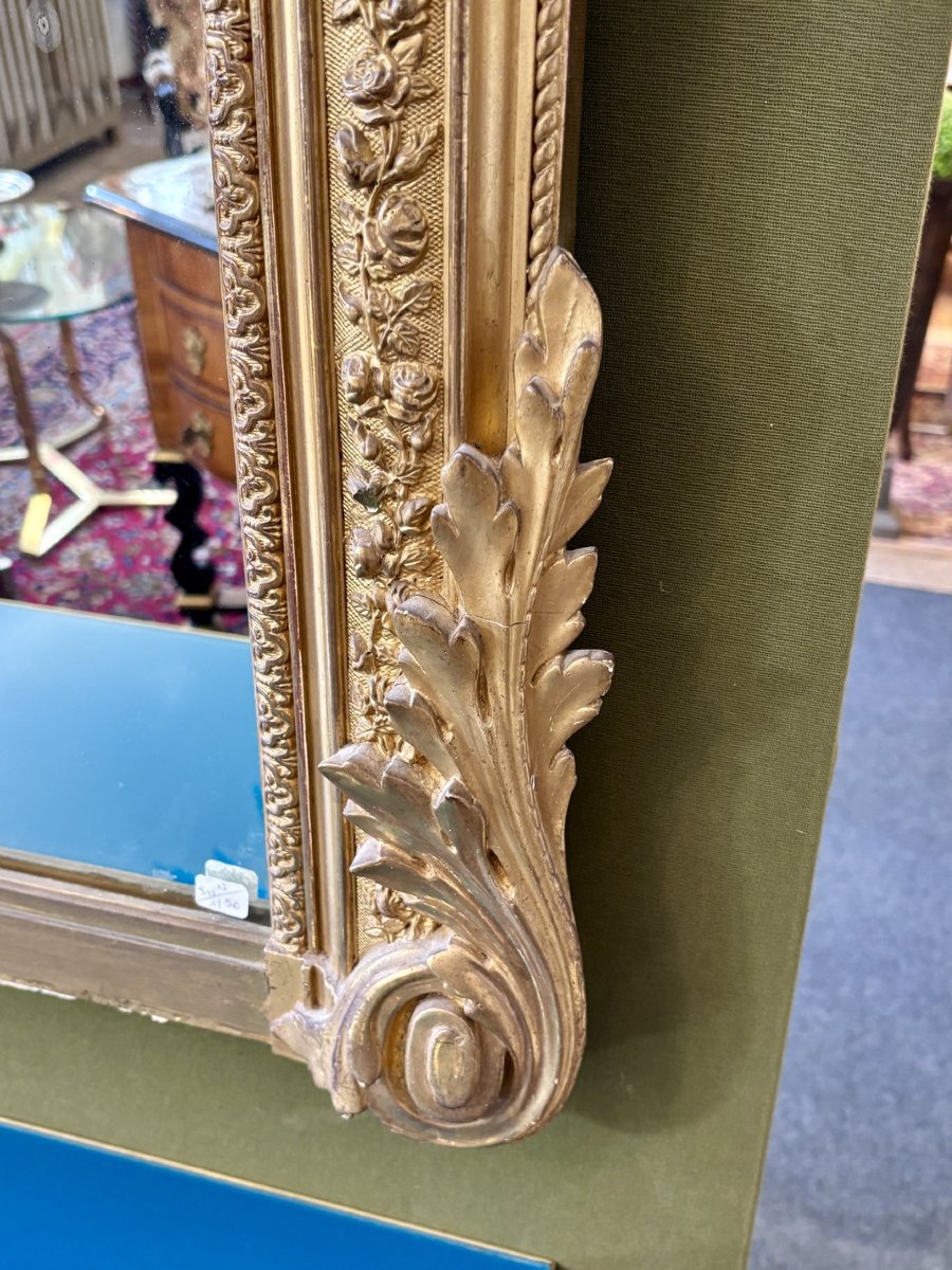 Grand miroir en bois doré, XIXe siècle-photo-2