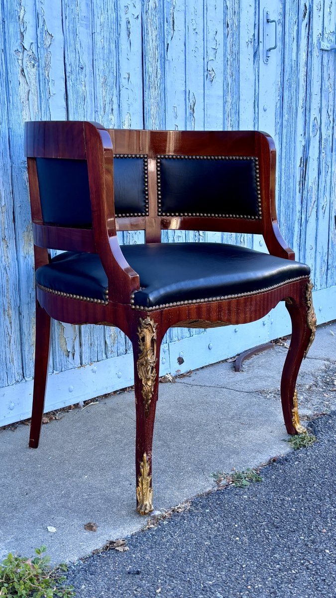 Semicircular-back Office Armchair, 20th Century-photo-2