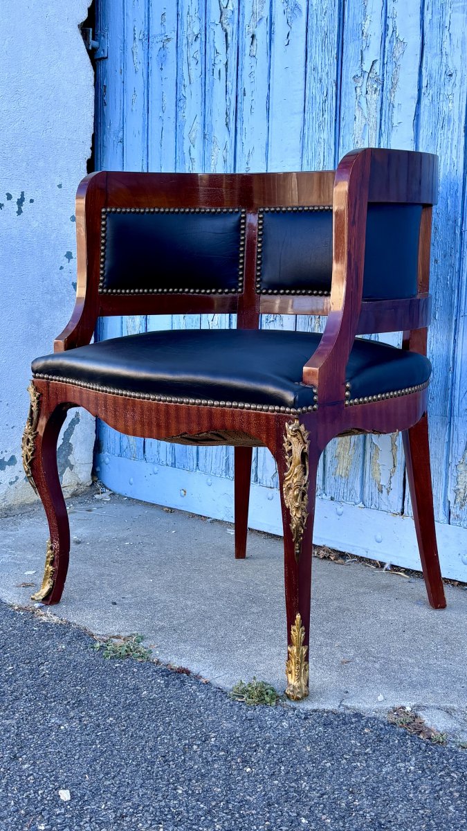 Semicircular-back Office Armchair, 20th Century-photo-3