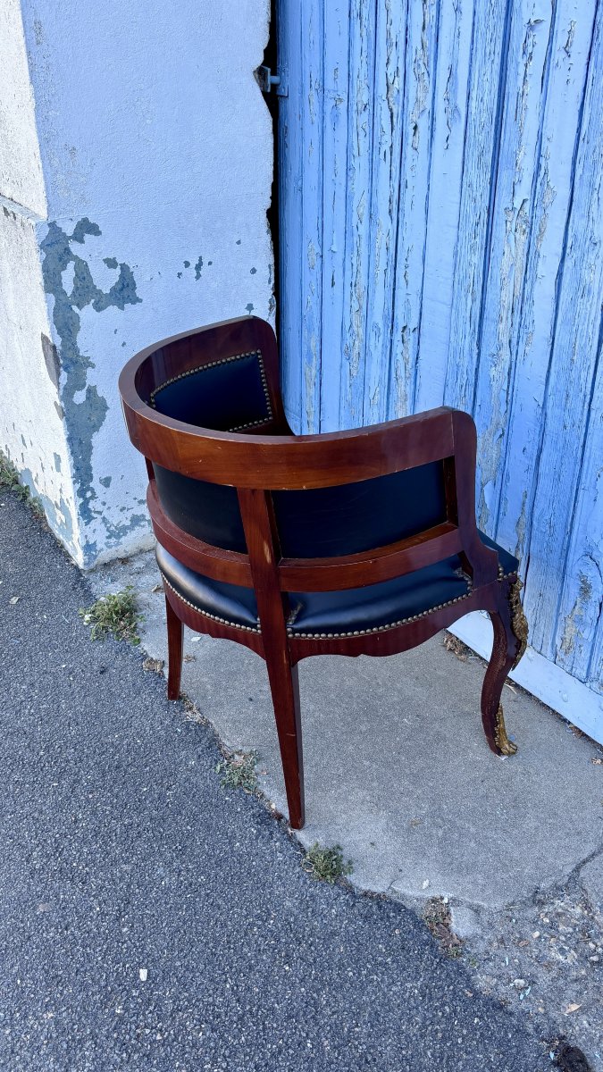 Semicircular-back Office Armchair, 20th Century-photo-3