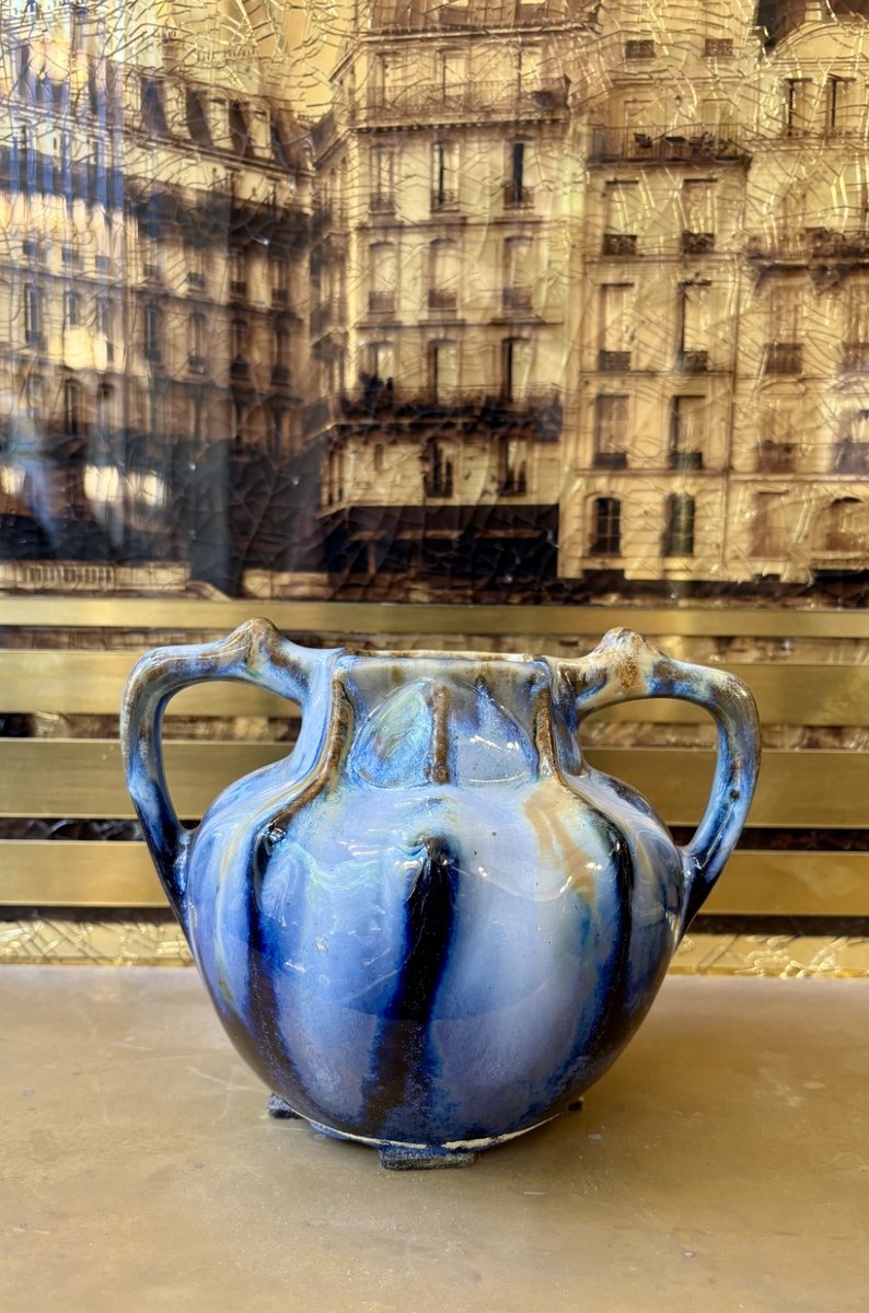 Petit vase en céramique bleue, XXe siècle-photo-4