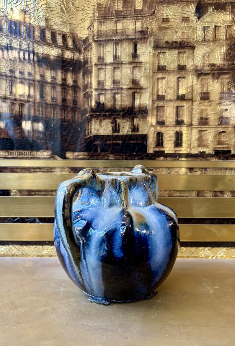 Petit vase en céramique bleue, XXe siècle-photo-5