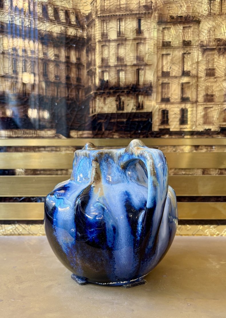 Petit vase en céramique bleue, XXe siècle-photo-6