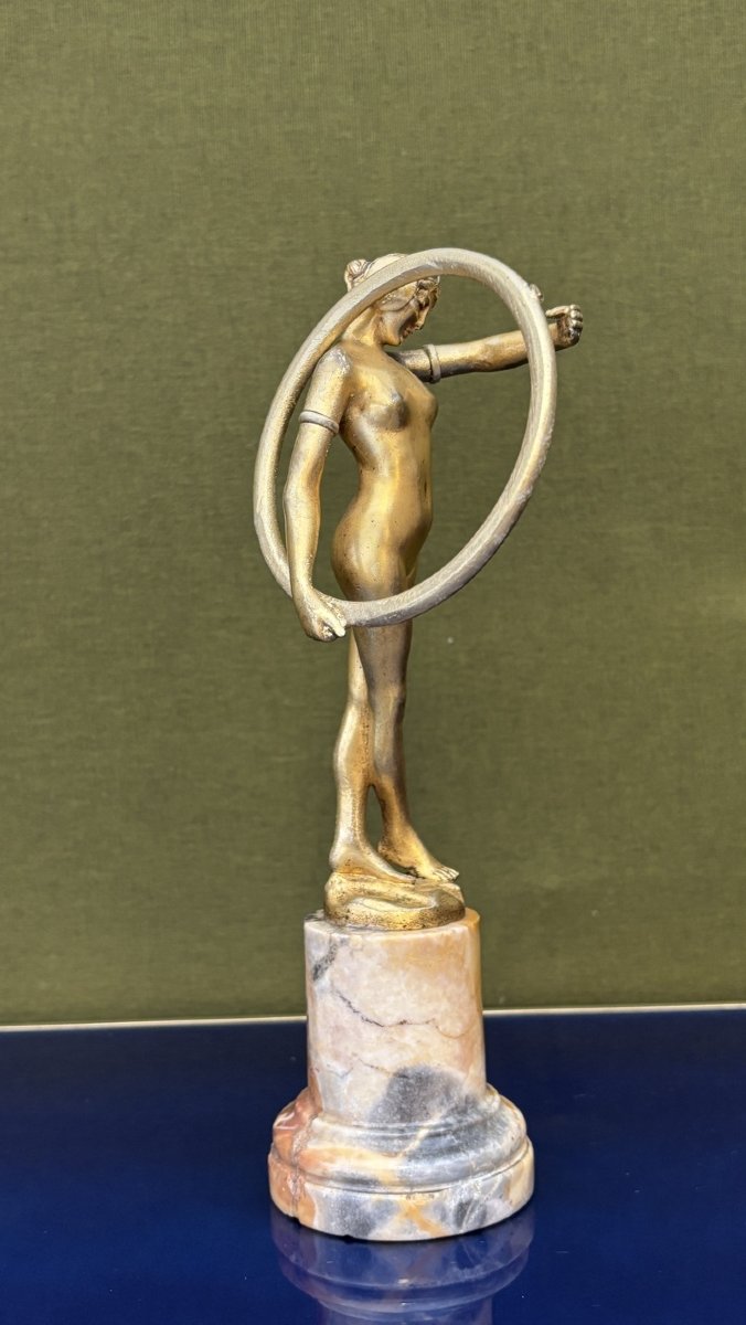 Statuette en bronze « Danseuse au cerceau » signée Louis Sosson (actif entre 1905 et 1930)-photo-2