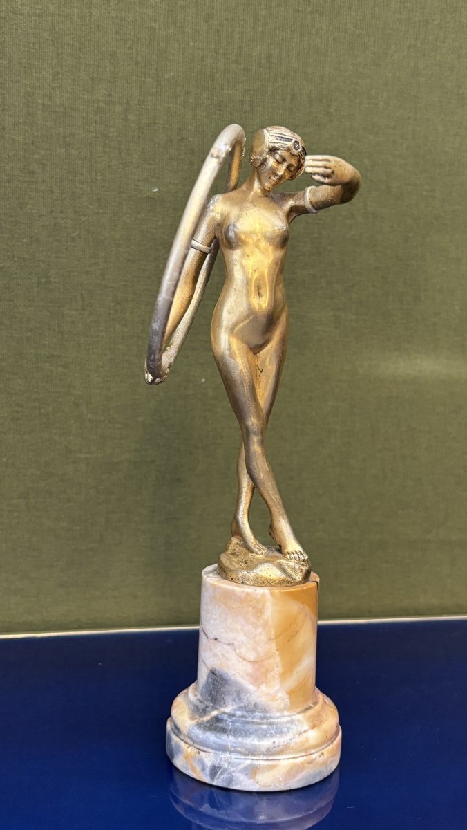 Statuette en bronze « Danseuse au cerceau » signée Louis Sosson (actif entre 1905 et 1930)-photo-3