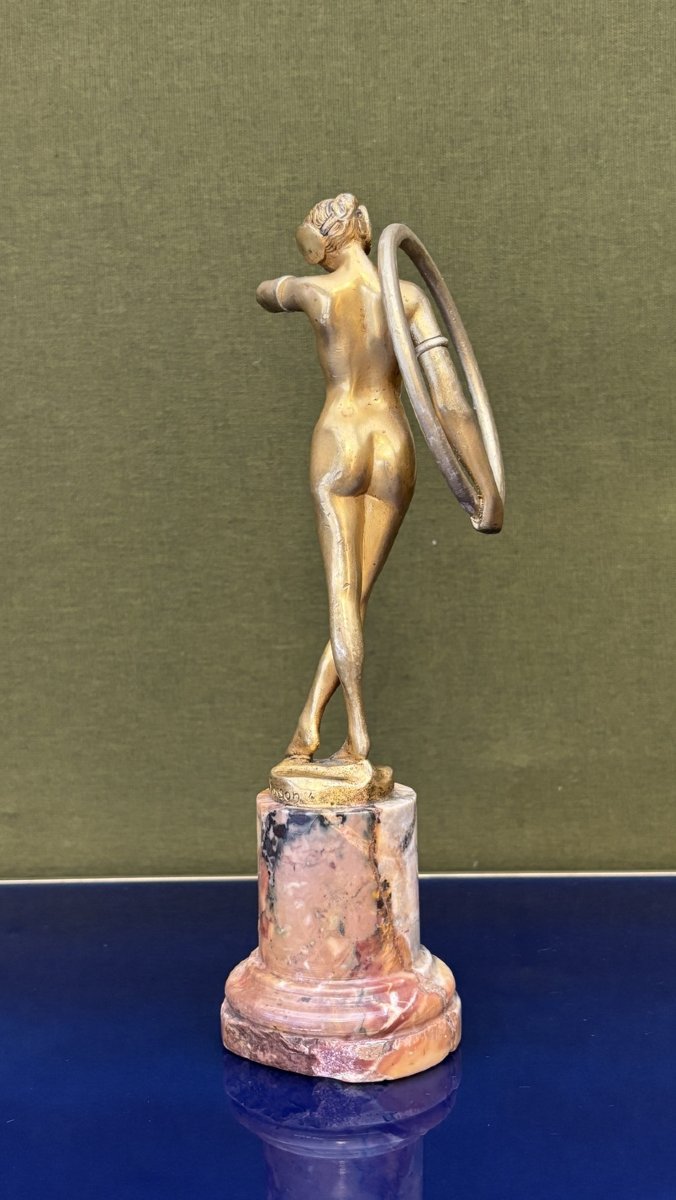 Statuette en bronze « Danseuse au cerceau » signée Louis Sosson (actif entre 1905 et 1930)-photo-4