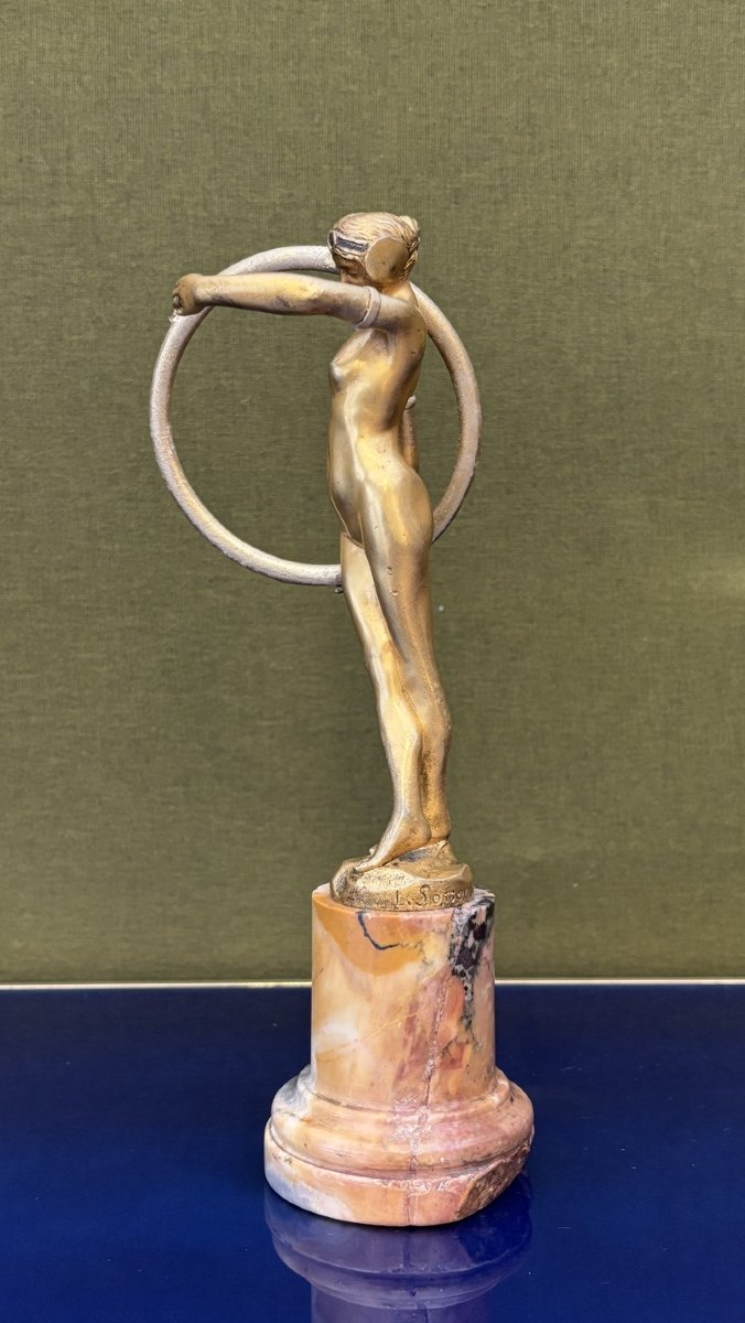 Statuette en bronze « Danseuse au cerceau » signée Louis Sosson (actif entre 1905 et 1930)-photo-2
