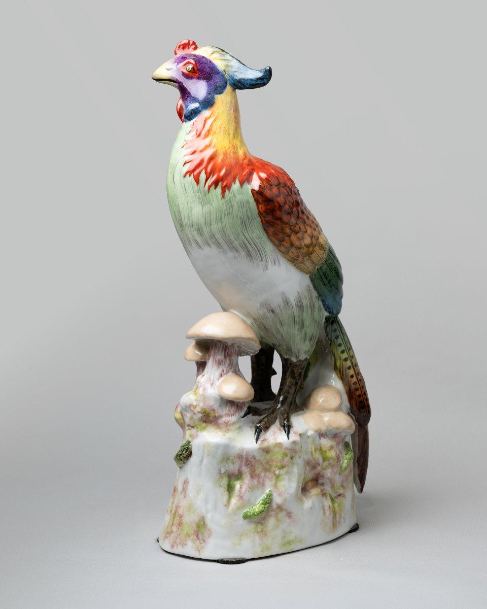 Pair Of Porcelain Pheasants. Imperial And Royal Vienna Manufactory, 19th Century-photo-1