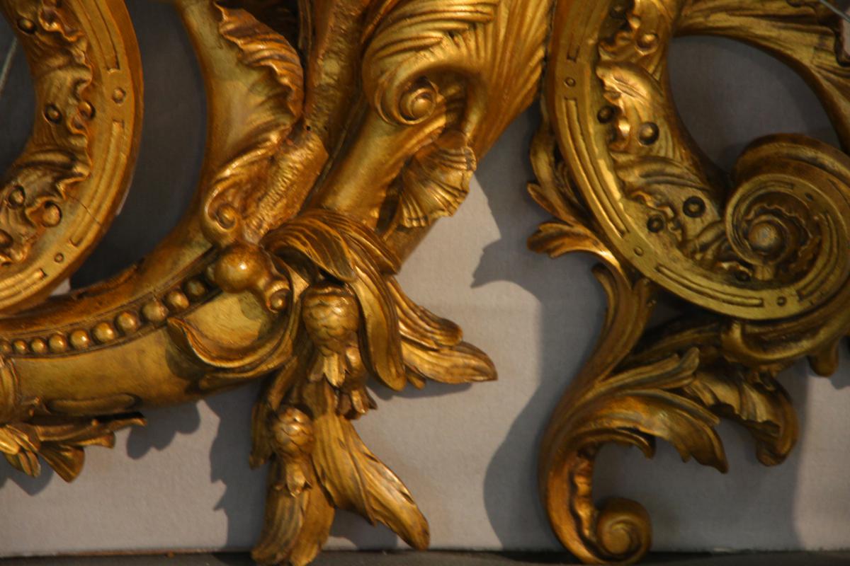 Console In Gilded Wood And Portor Marble Tray, Late Eighteenth / Early Nineteenth Century-photo-4