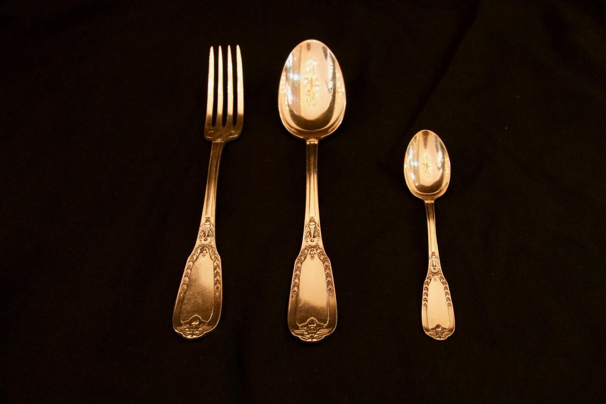 Silver Cutlery Set, Late Nineteenth / Early Twentieth Century-photo-6