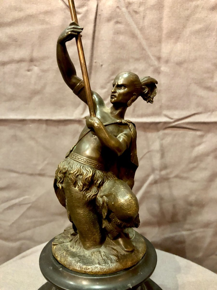 Bronze figurant un guerrier iroquois, XIXe siècle -photo-2