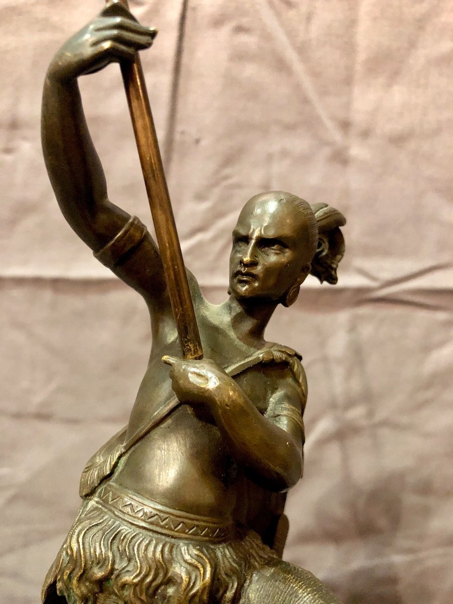 Bronze Depicting An Iroquois Warrior, 19th Century-photo-4