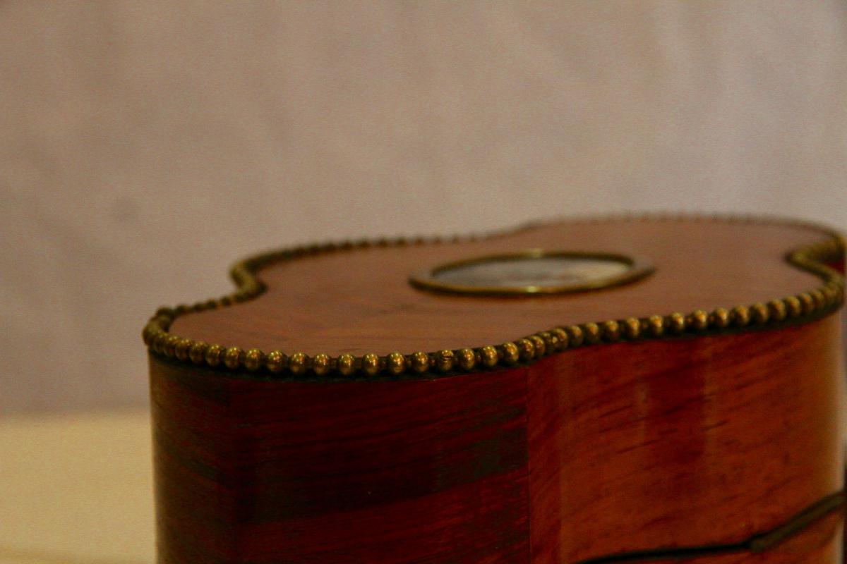 Rosewood Box Decorated With An Oil Painted Medallion, XIXth Century-photo-7