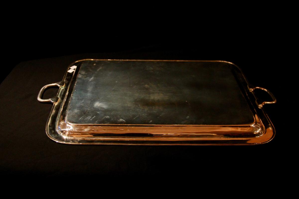 Silver Metal Tray, 20th Century-photo-4