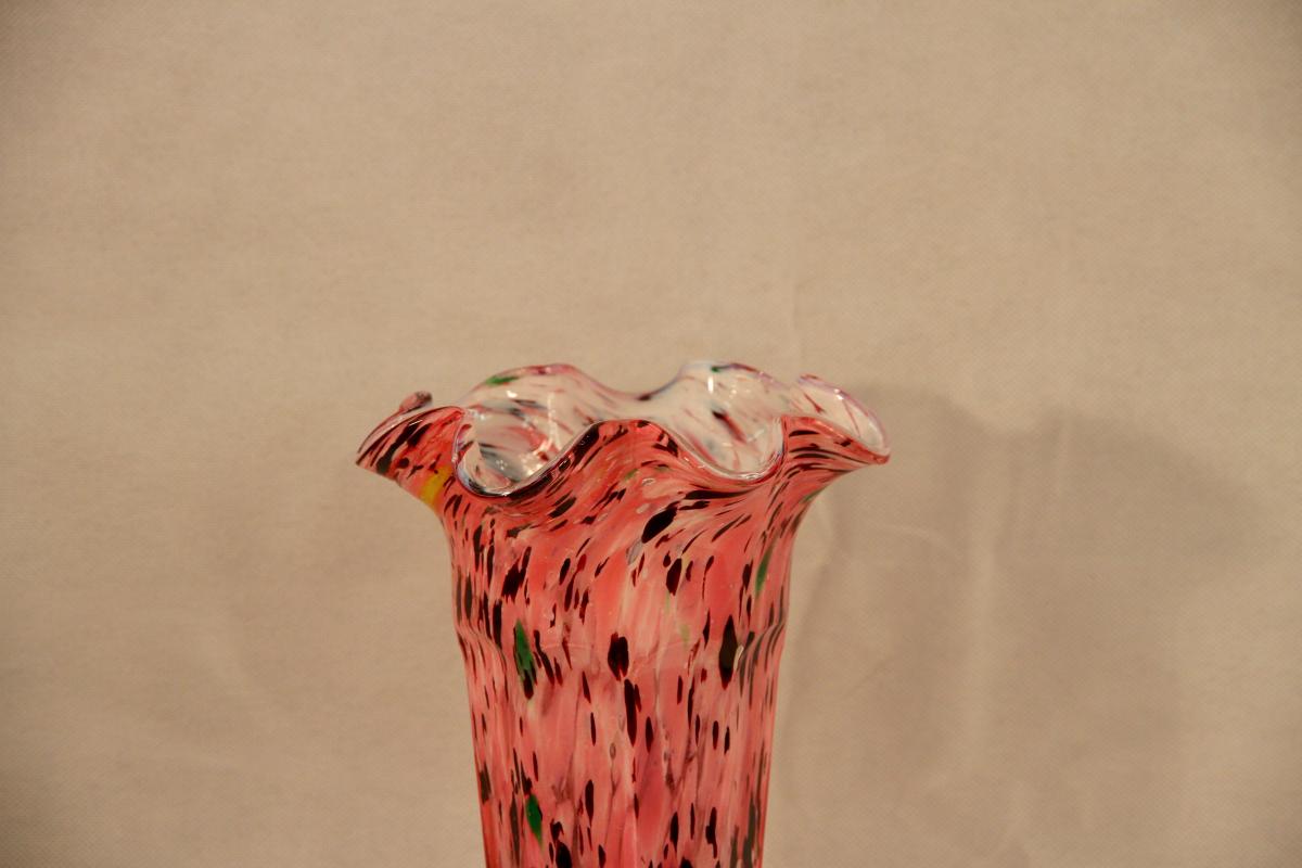 Vase Rose Moucheté, XXe Siècle-photo-2