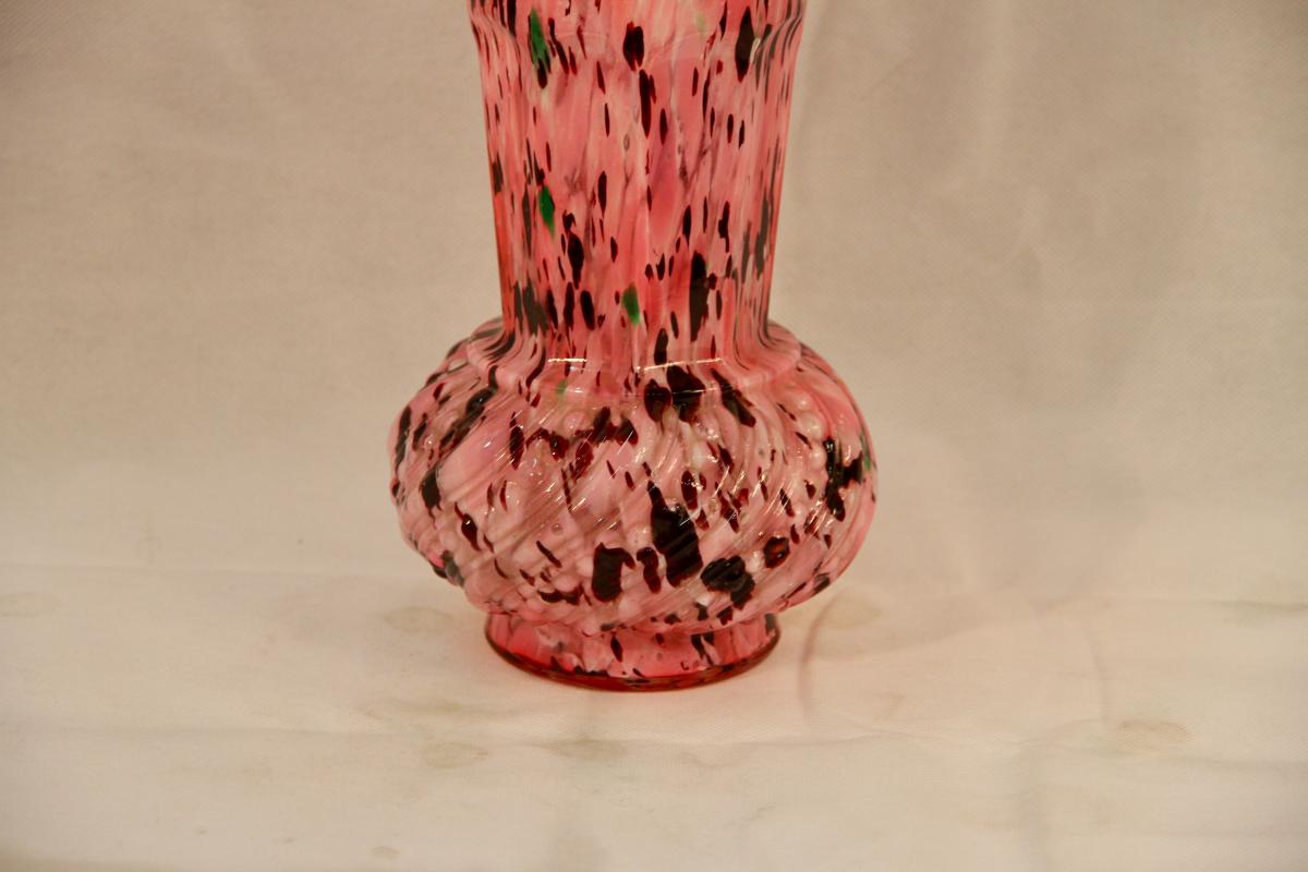 Vase Rose Moucheté, XXe Siècle-photo-3