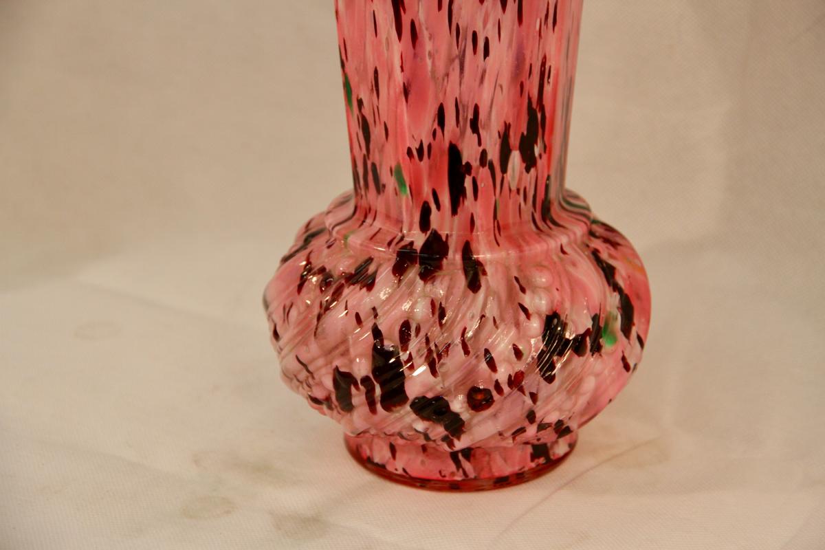 Vase Rose Moucheté, XXe Siècle-photo-1