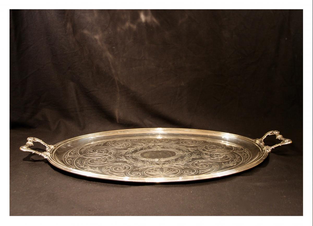 Silver Metal Tray, Transition Style, By Cailar Bayard, 20th Century