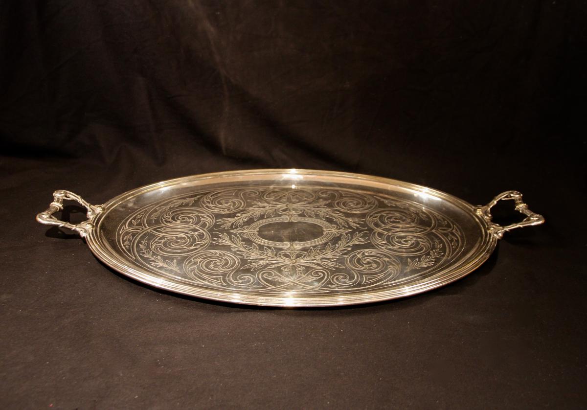 Silver Metal Tray, Transition Style, By Cailar Bayard, 20th Century-photo-2