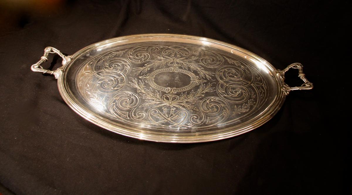 Silver Metal Tray, Transition Style, By Cailar Bayard, 20th Century-photo-3