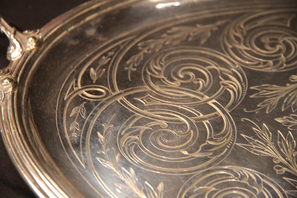 Silver Metal Tray, Transition Style, By Cailar Bayard, 20th Century-photo-3