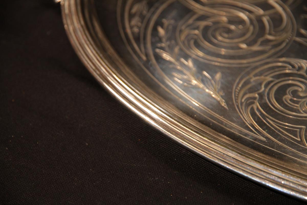 Silver Metal Tray, Transition Style, By Cailar Bayard, 20th Century-photo-5