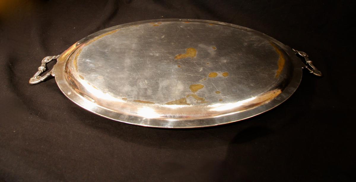Silver Metal Tray, Transition Style, By Cailar Bayard, 20th Century-photo-6