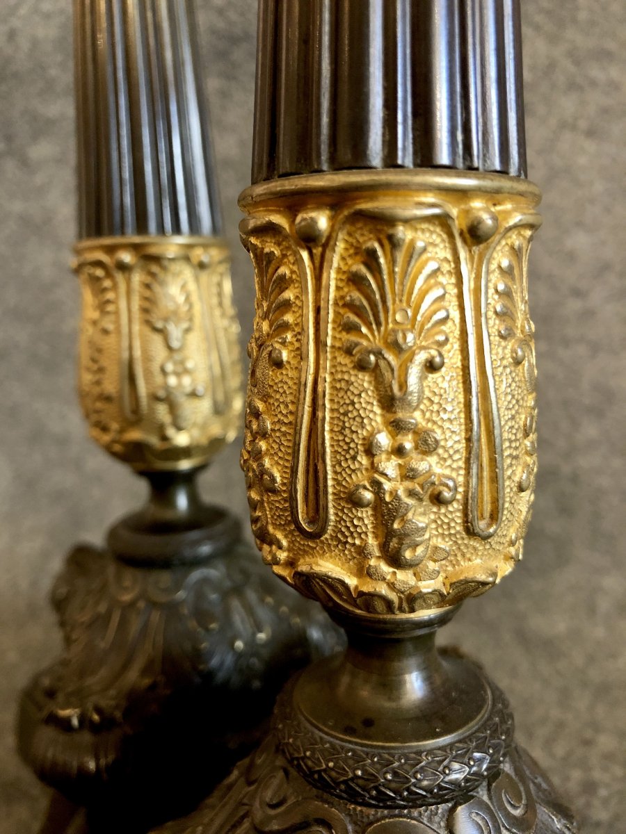 Pair Of Empire Candlesticks, XIXth Century-photo-4