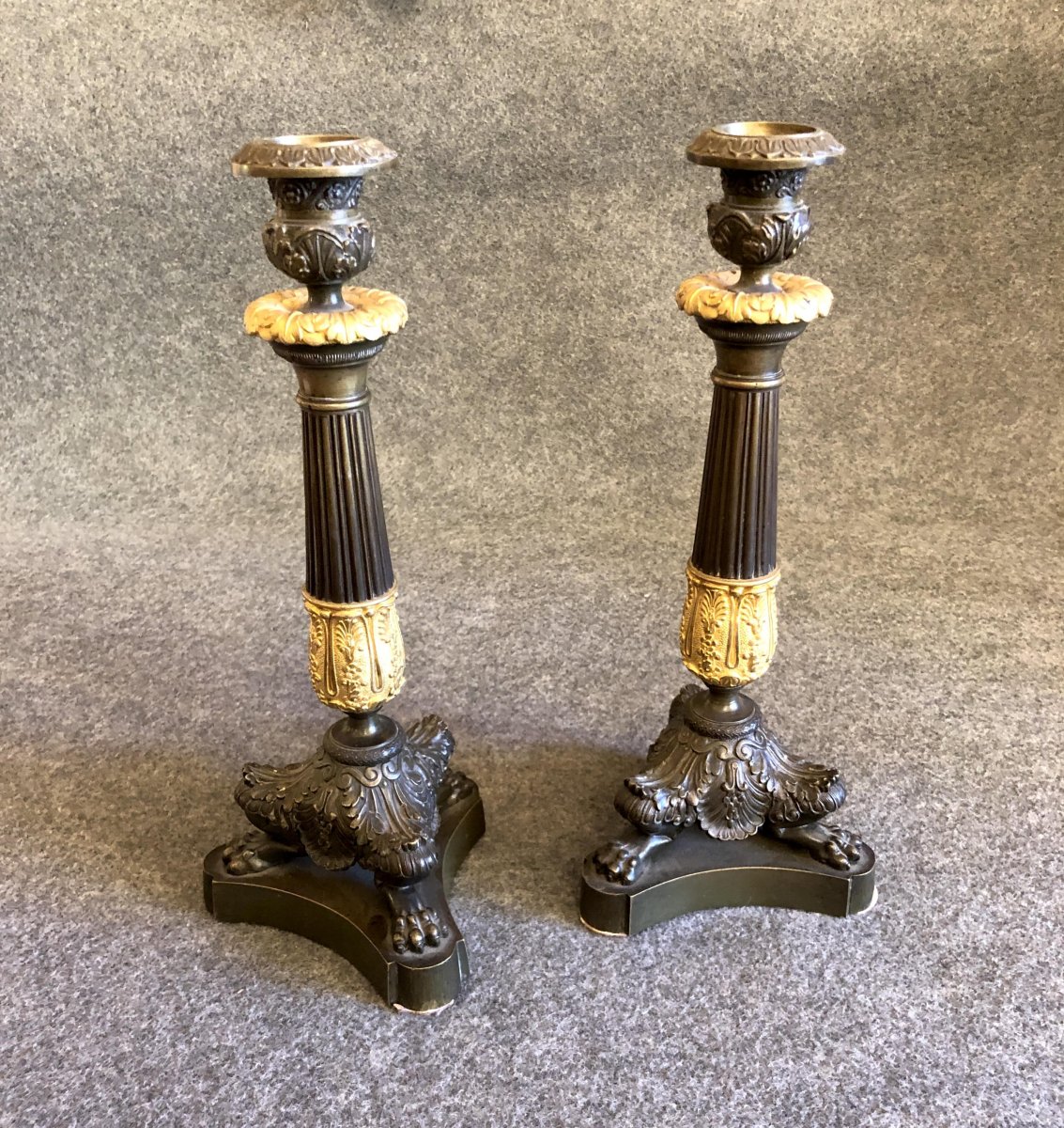 Pair Of Empire Candlesticks, XIXth Century