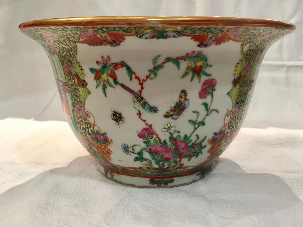 Chinese Flowerpot And Plate, 19th Century-photo-4