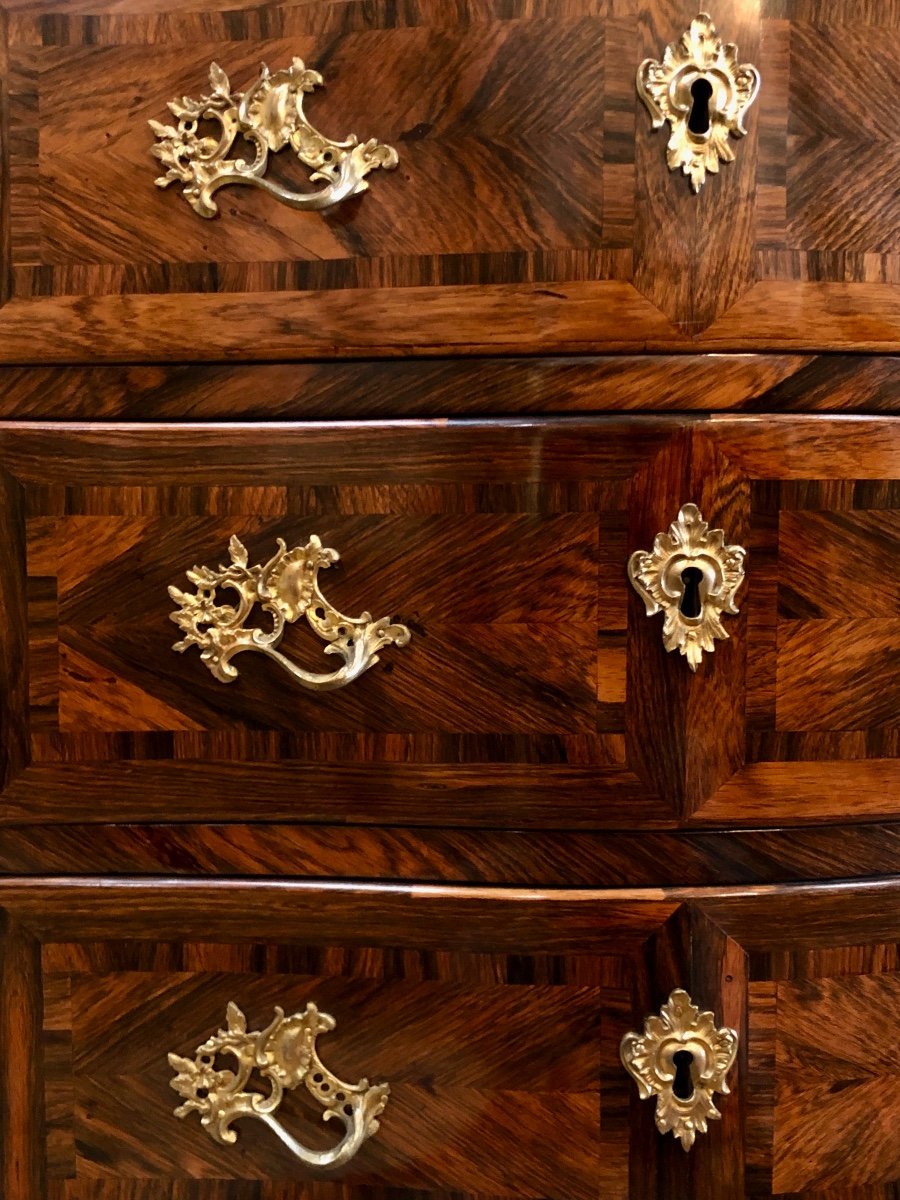 Small Chest Of Drawers In Rosewood, Marble And Gilded Bronze, Regency Era-photo-3